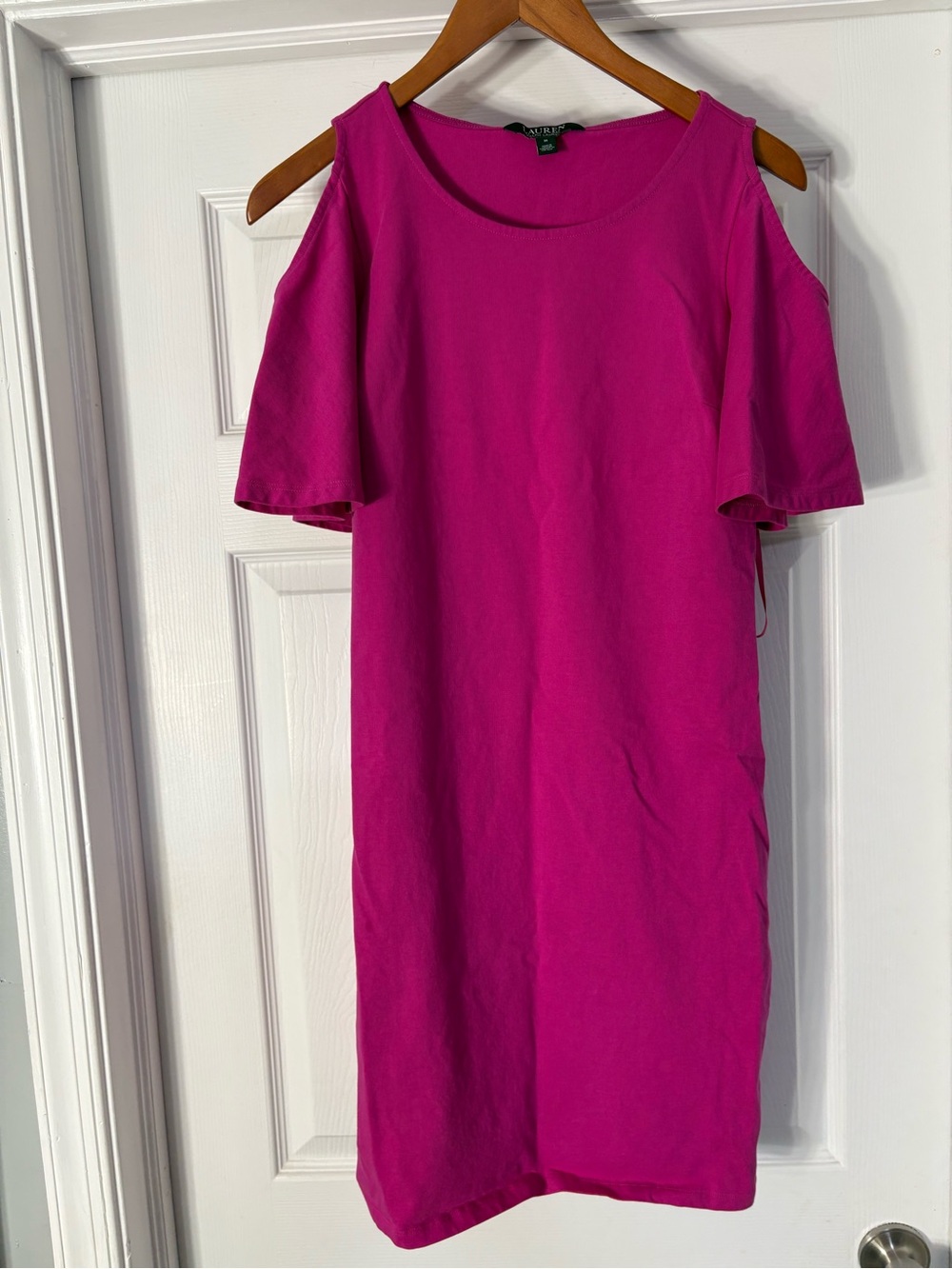 Ralph Lauren Hot Pink Cold-Shoulder Shift Dress